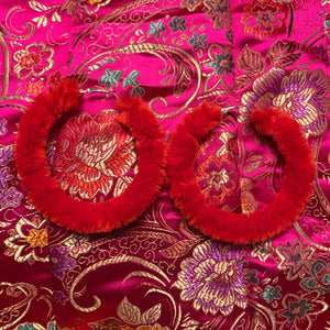 Red Fuzzy Hoop Earrings (S,M,L)