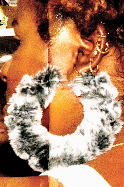 Faux Fur Bamboo Hoops